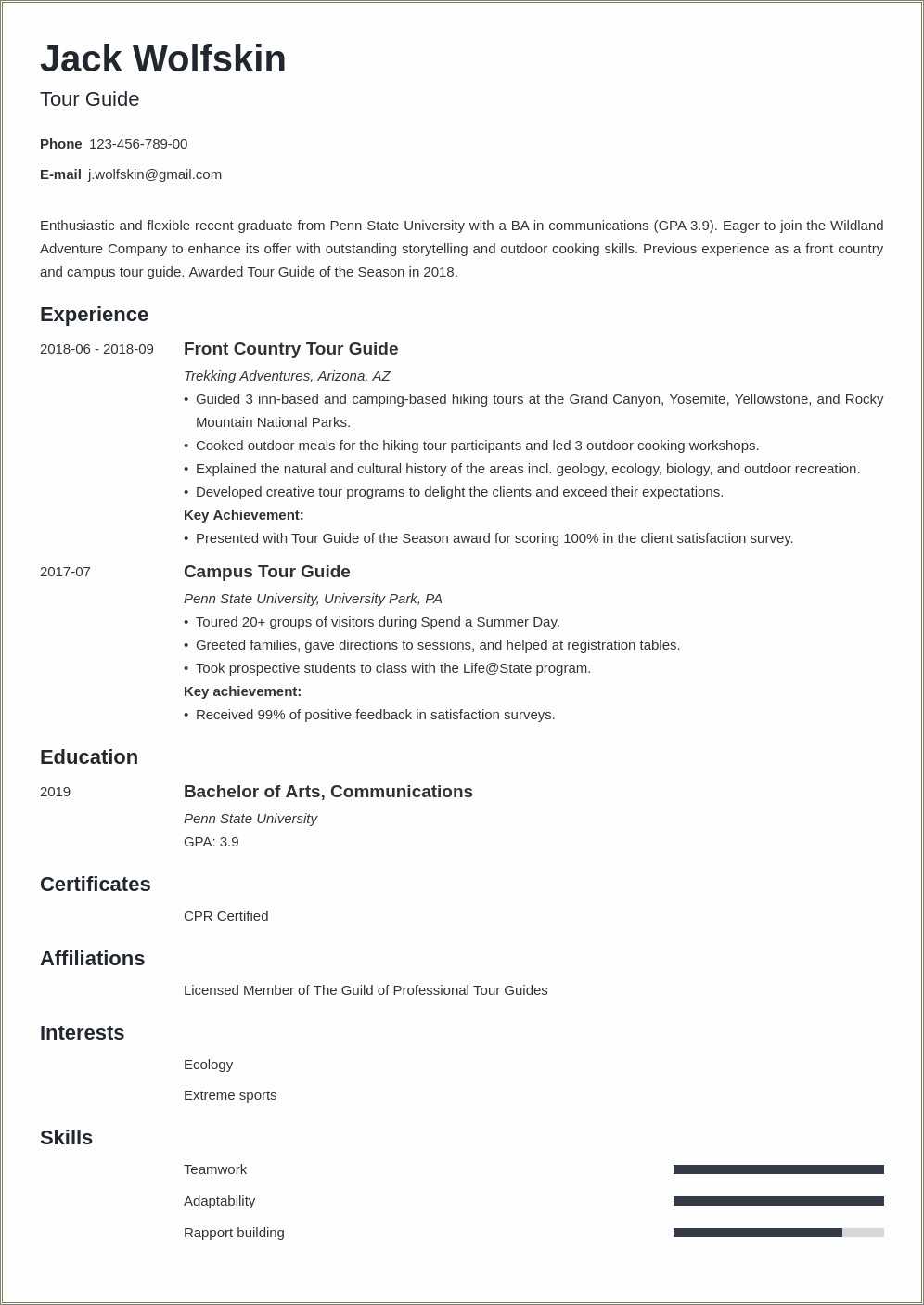 Tour Company Job Description Resume Resume Example Gallery