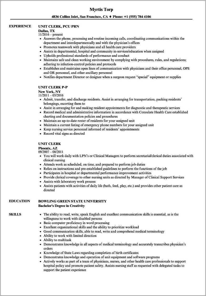 unit-clerk-resume-job-responsibilities-resume-example-gallery