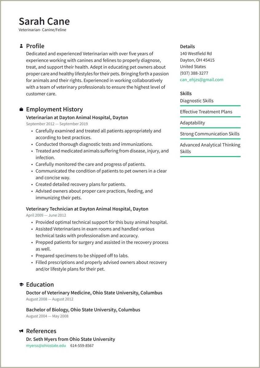 Veterinary Assistant Resume Summary Examples Resume Example Gallery