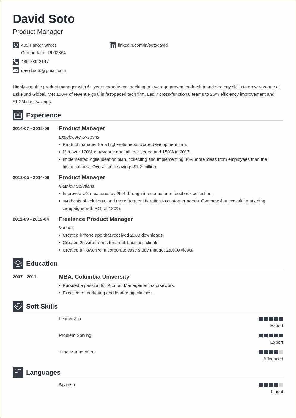 Product Management Vp Resume Example - Resume Example Gallery