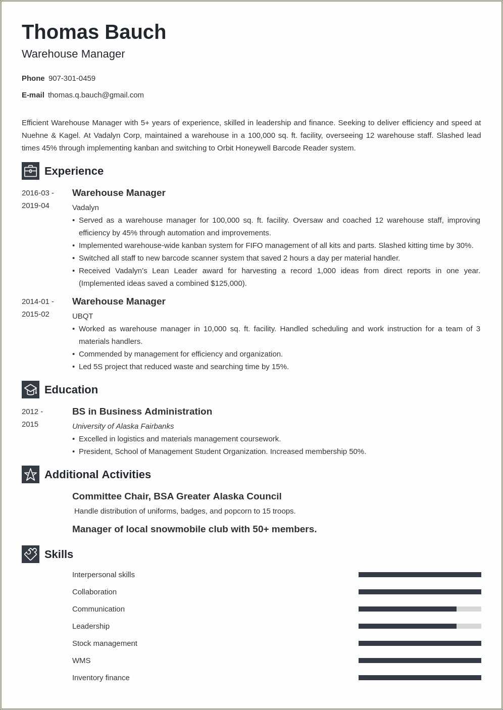 Warehouse Job Skills On Resume Resume Example Gallery