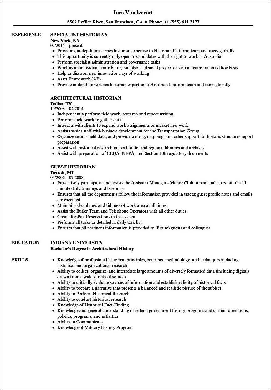 Work History On Resume Examples Resume Example Gallery