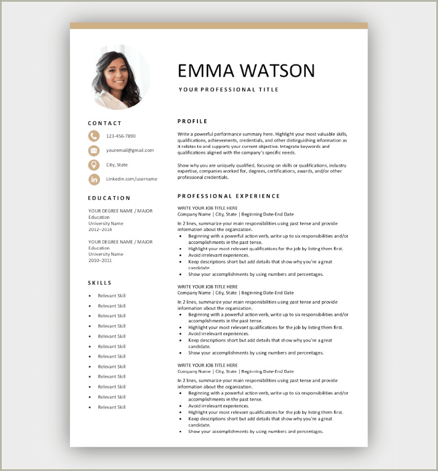 sample resume writing