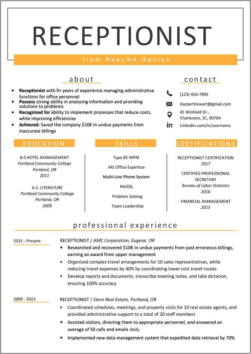 resume-format-for-front-office-job-resume-example-gallery