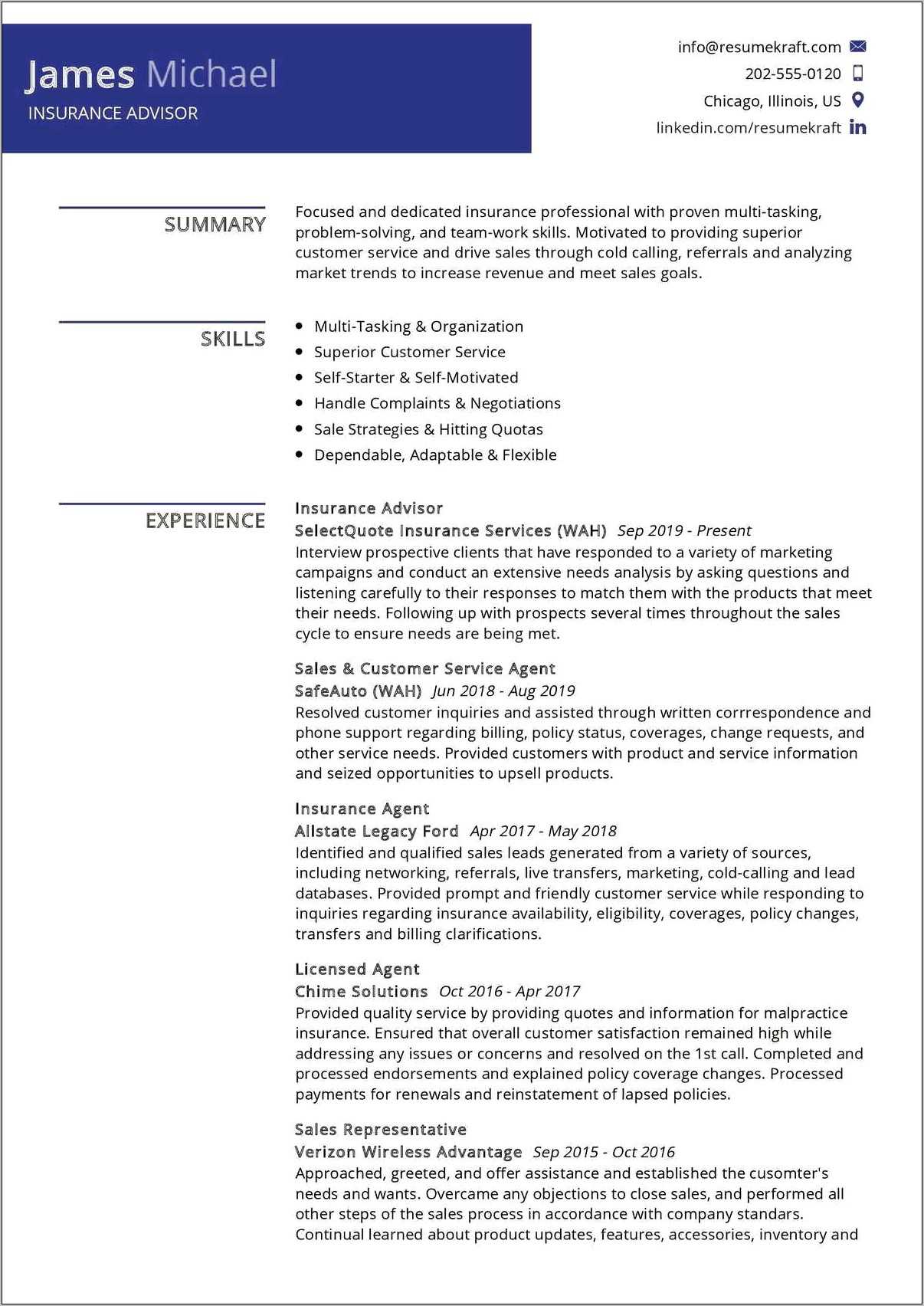 Insurance Sales Manager Resume Format - Resume Example Gallery