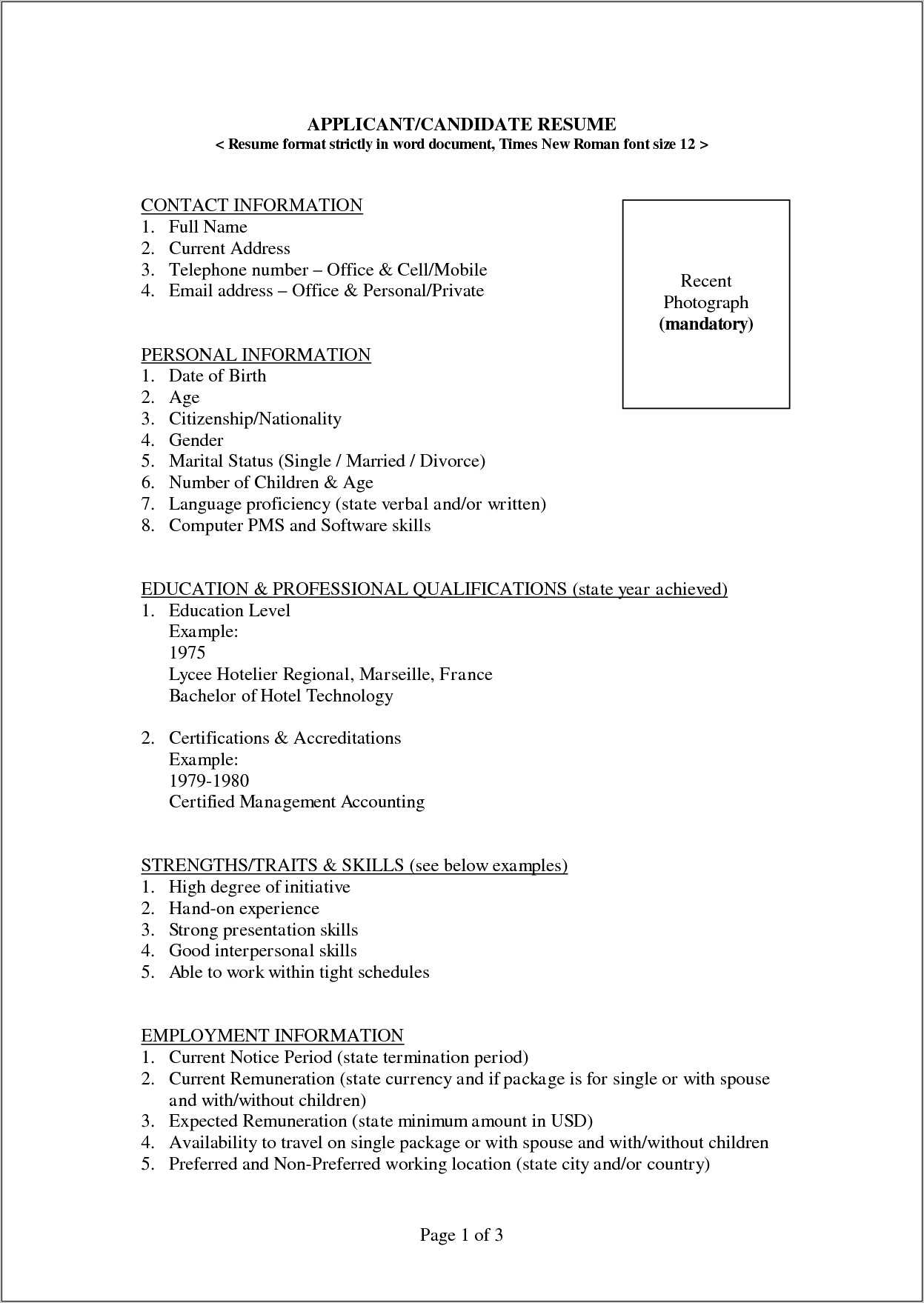 Resume Format Free Download In Ms Word Resume Example Gallery