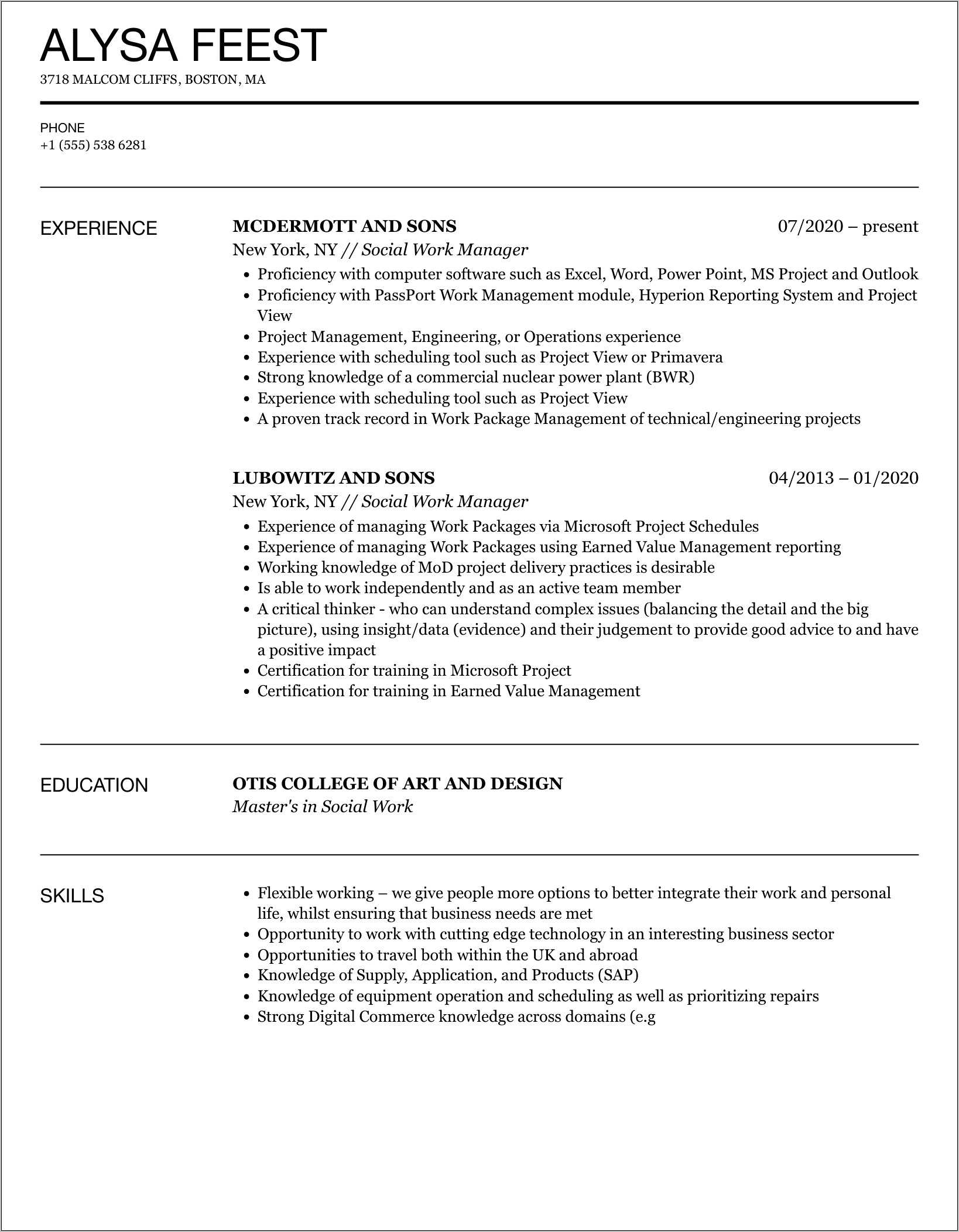 Resume Human Services Social Work Manager - Resume Example Gallery