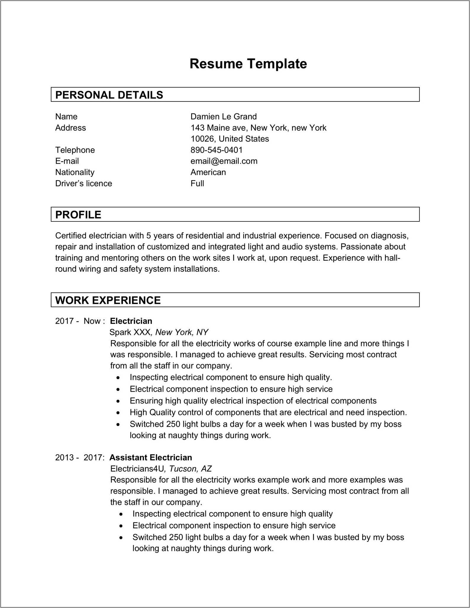 Resume In Ms Word Free Download - Resume Example Gallery