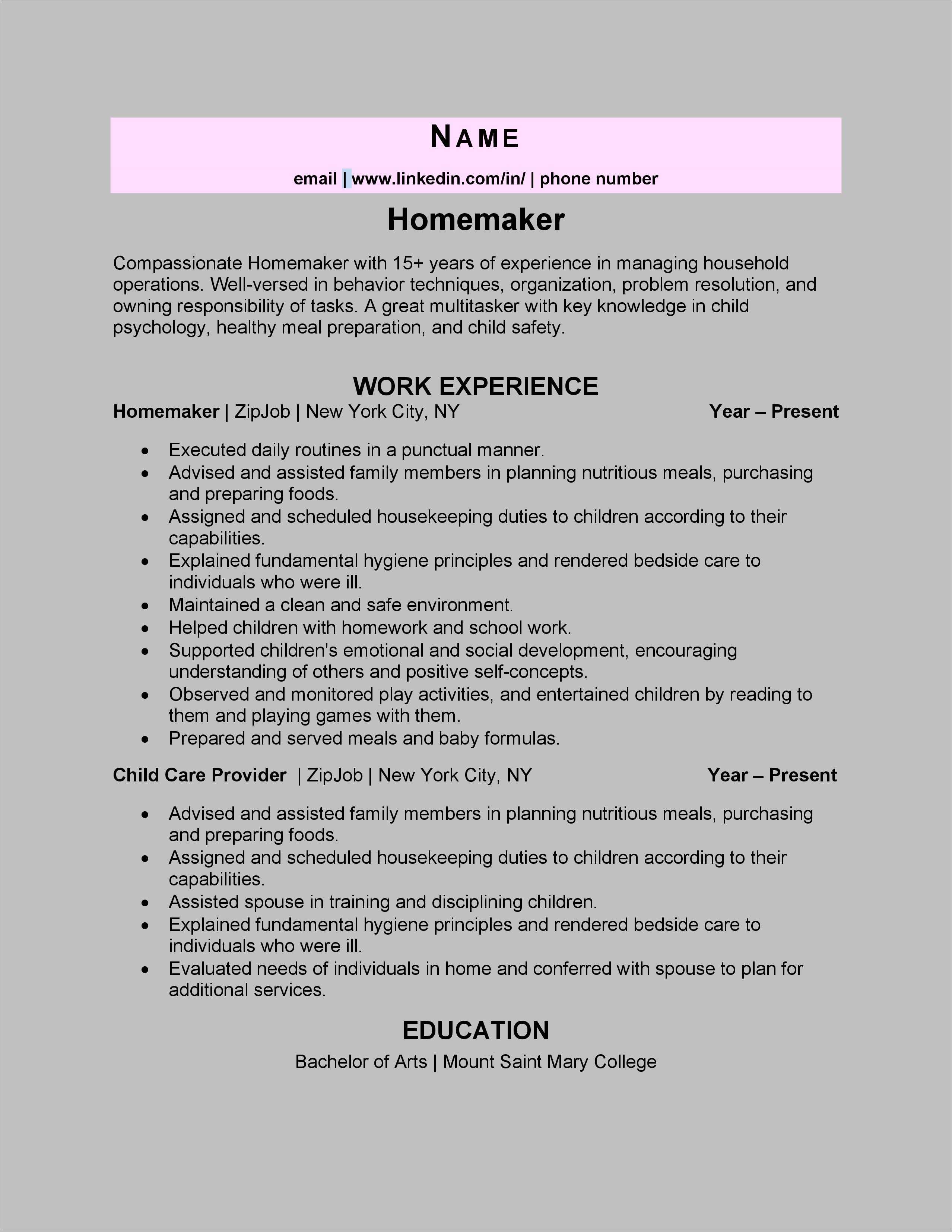 resume-job-description-for-child-care-provider-resume-example-gallery