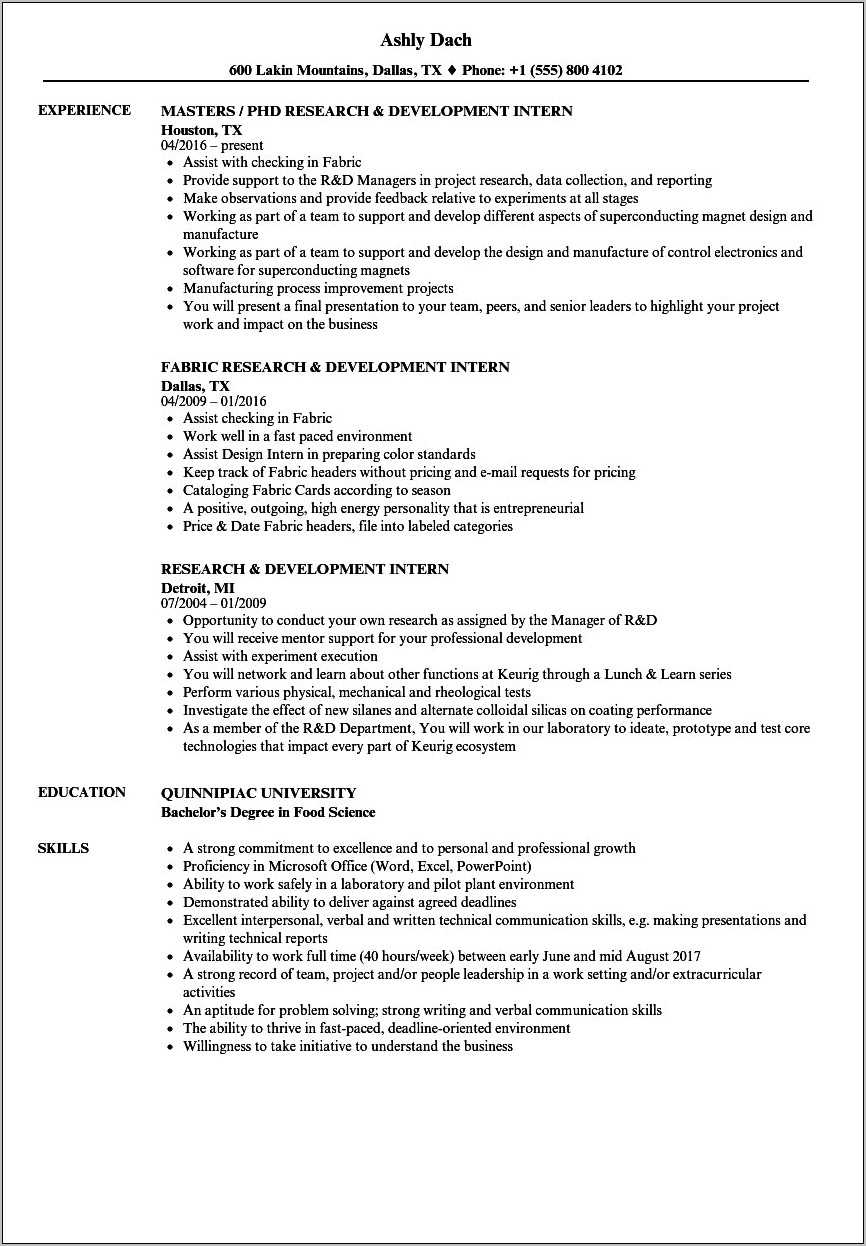 Resume Objective For Internship And Rotational Programs - Resume ...