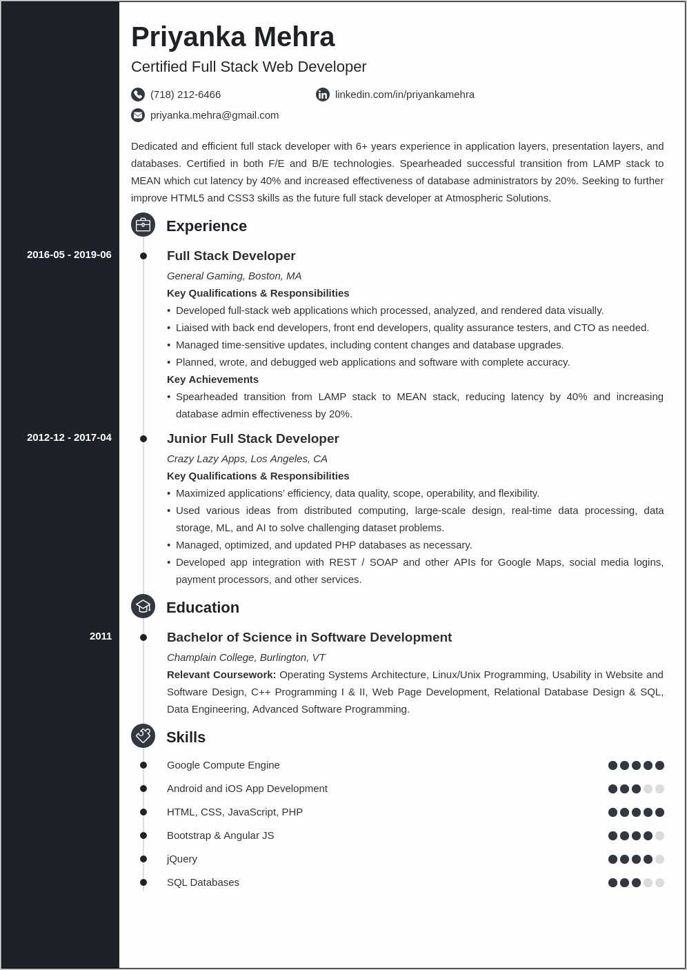 Resume Objective For Full Stack Developer - Resume Example Gallery