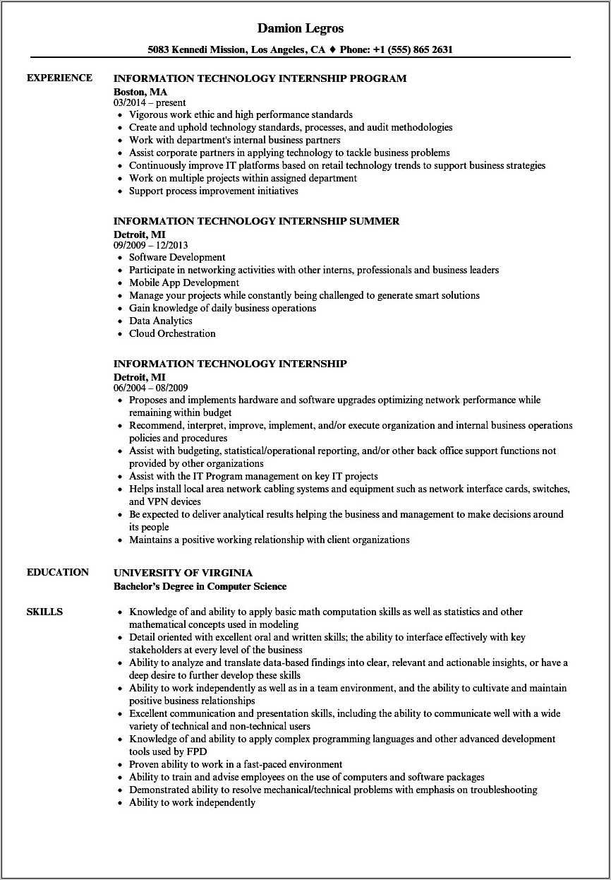 Resume Objective For Internship And Rotational Programs - Resume ...