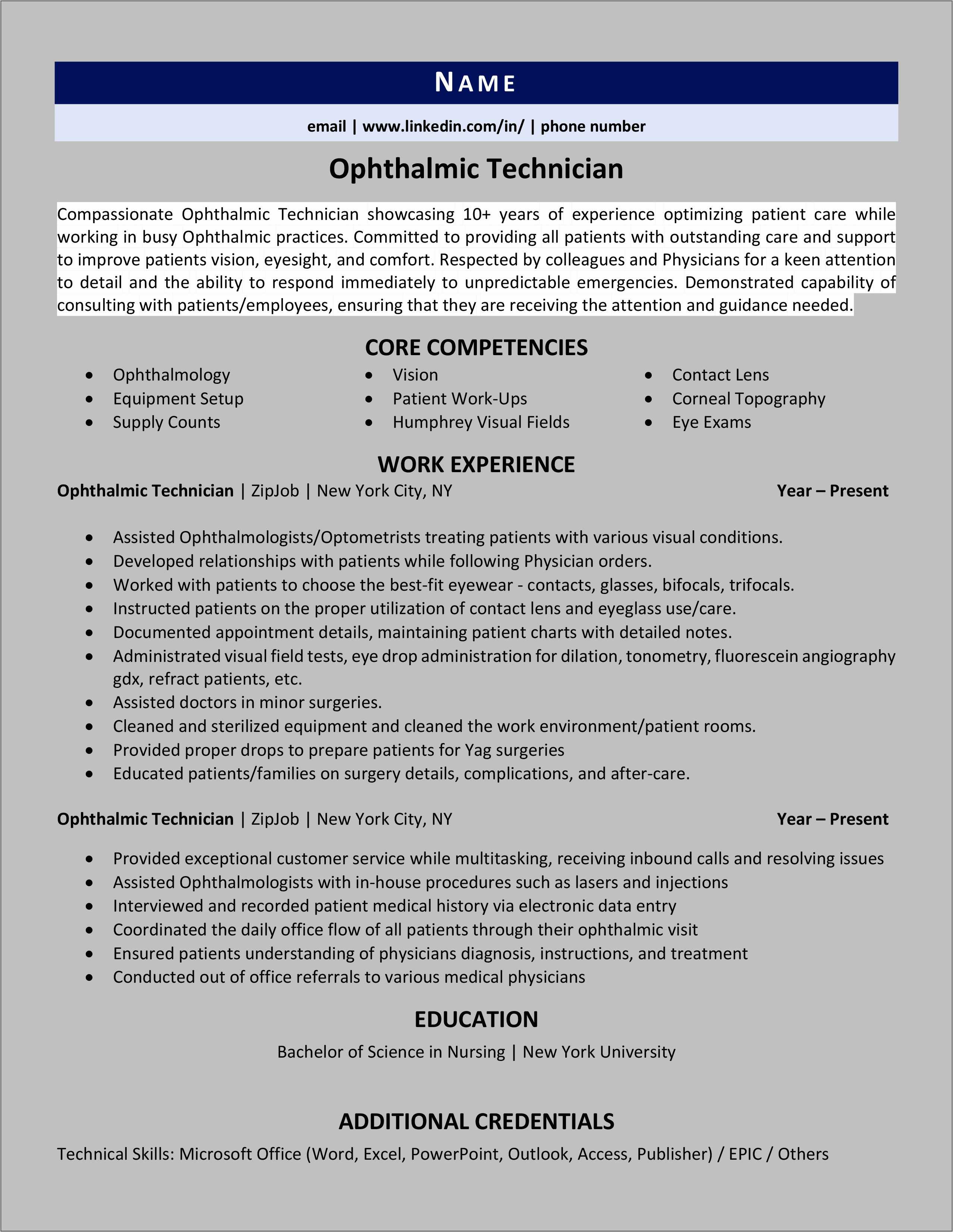 Patient Care Technician Resume Objective Examples - Resume Example Gallery