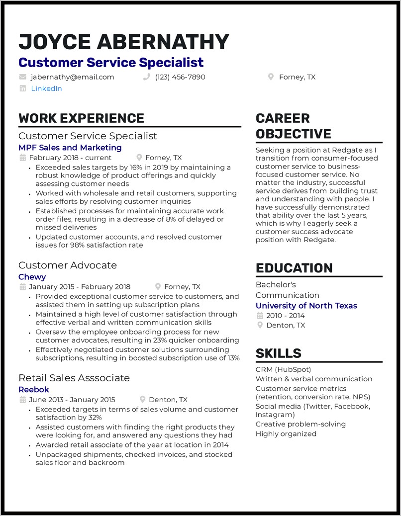 Resume Professional Summary Examples For Customer Service - Resume ...