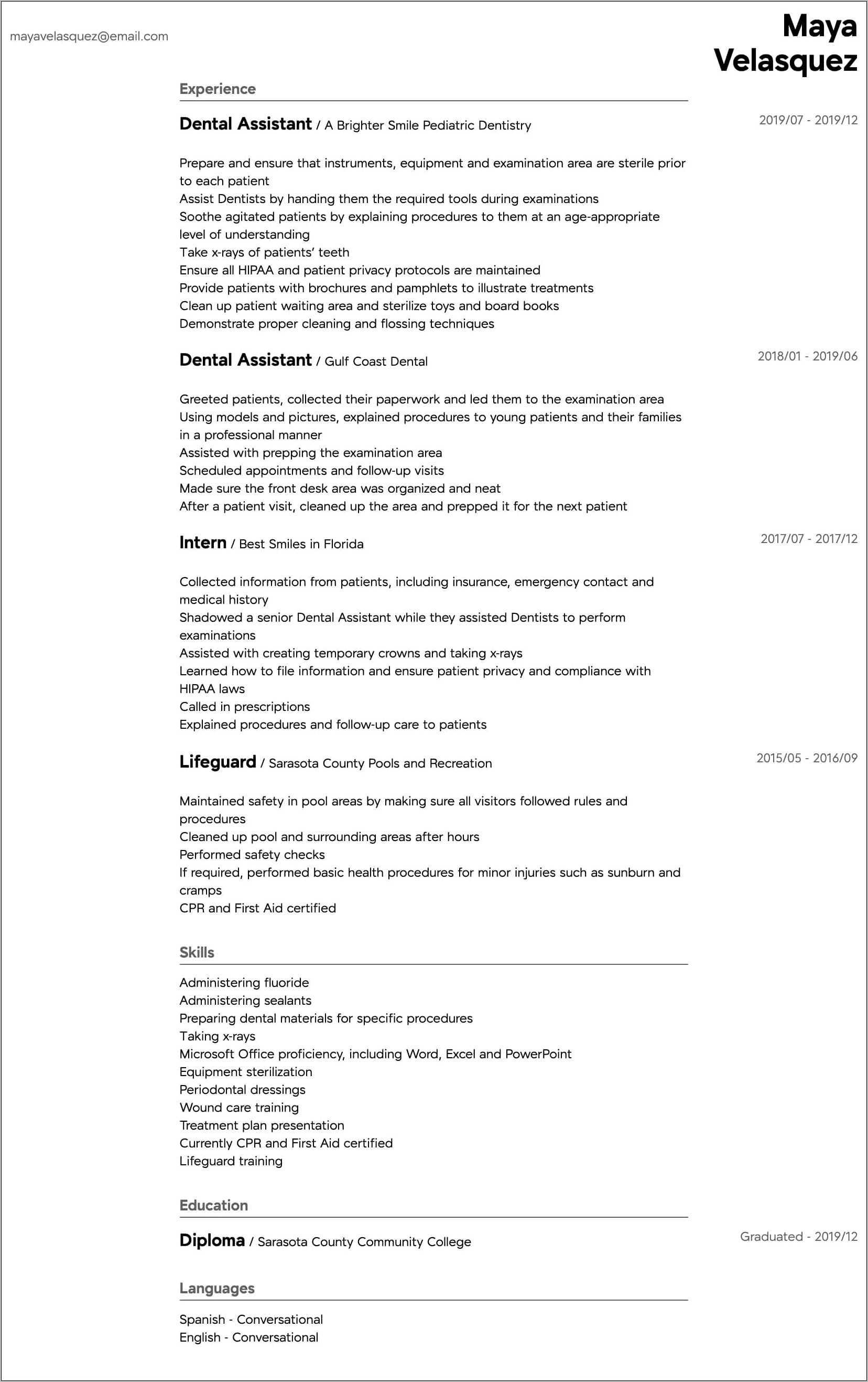 resume-profile-sample-for-dental-assitant-position-resume-example-gallery