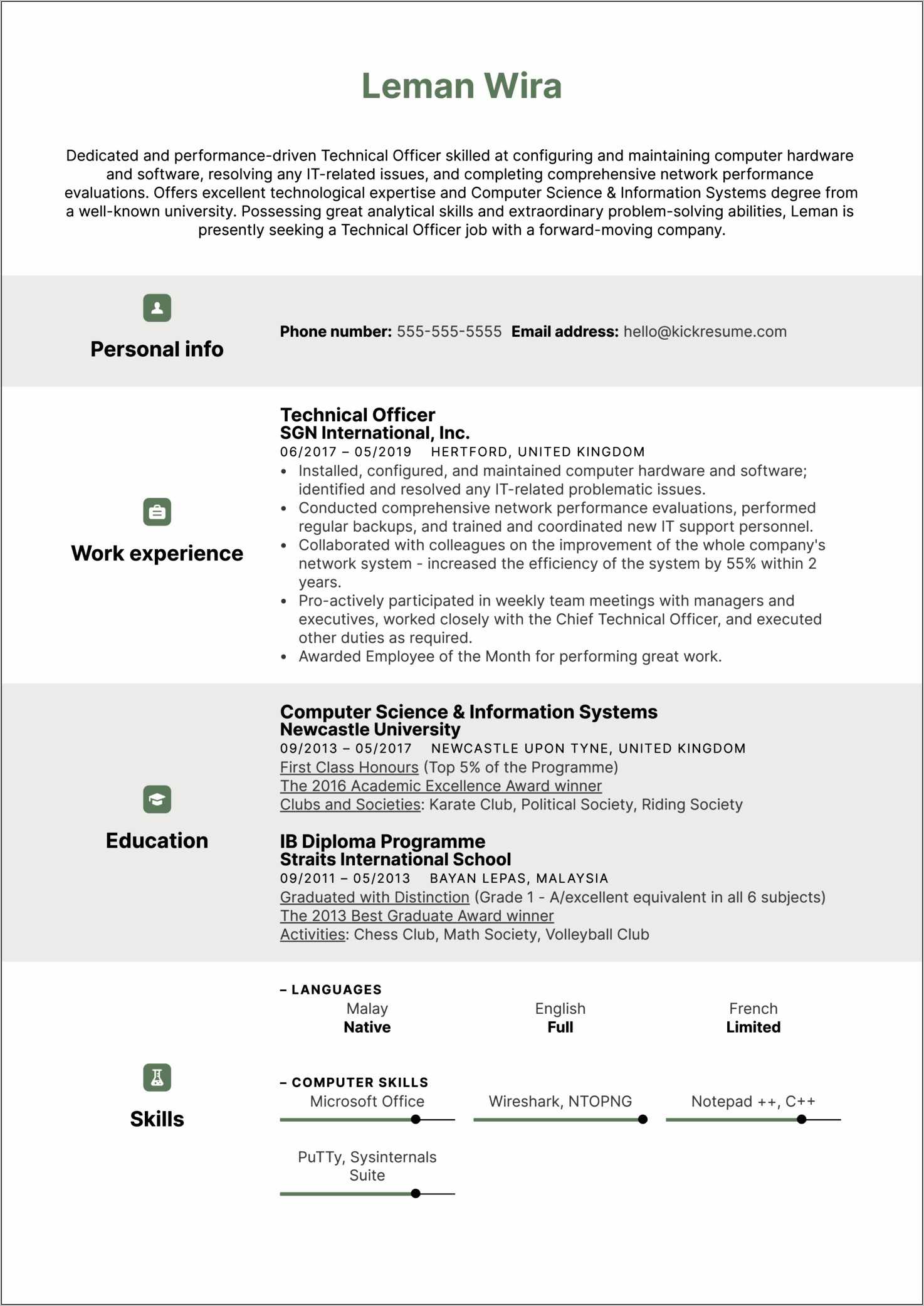 Resume Sample For Computer Hardware Tech - Resume Example Gallery