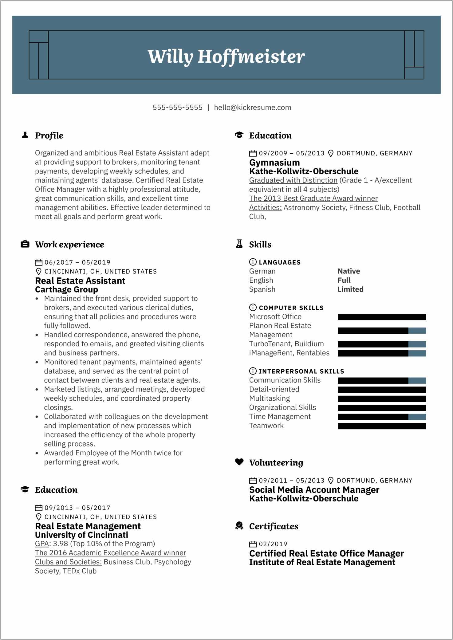 Resume Sample For Real Estate Receptionist - Resume Example Gallery