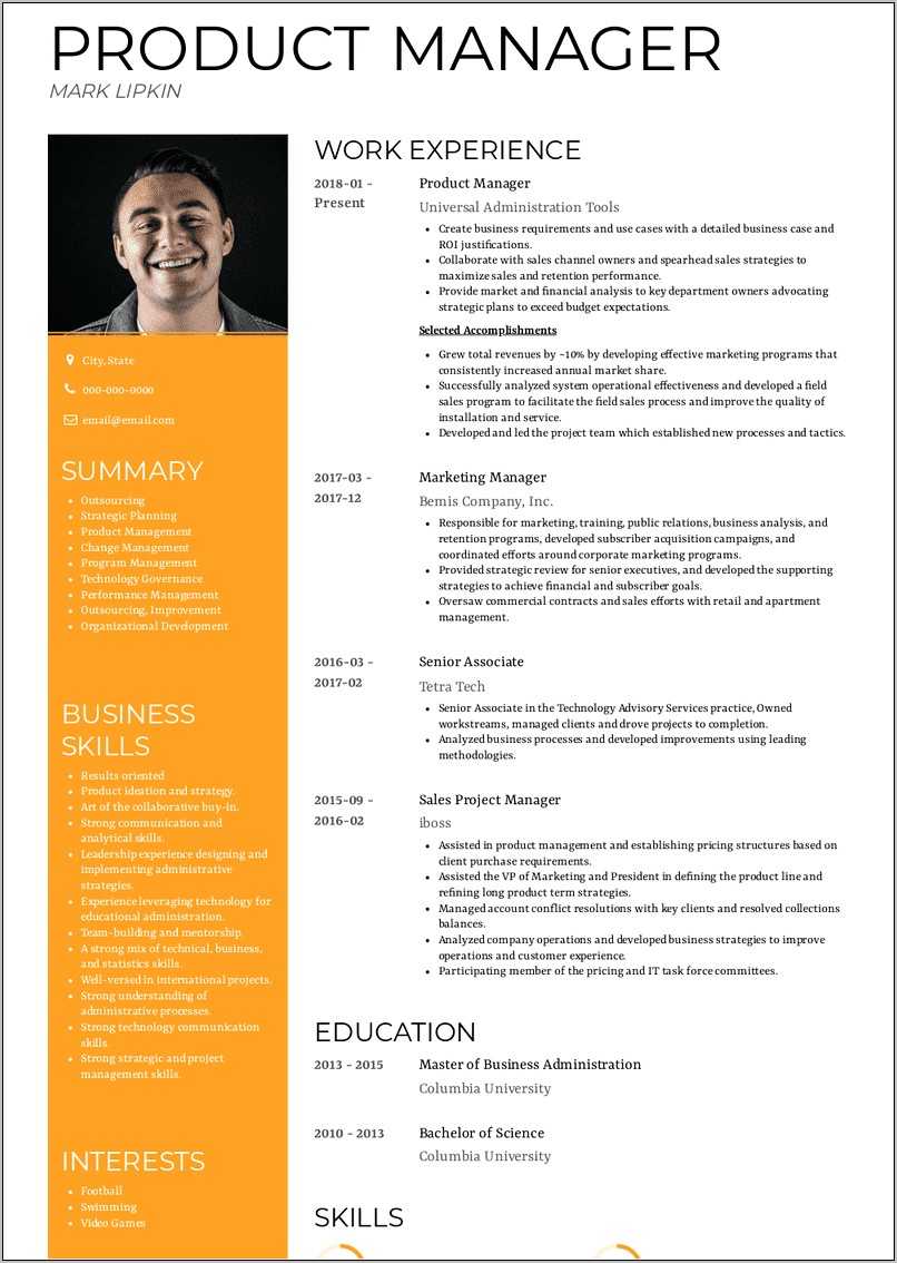 Resume Sample Product Manager New Grad Resume Example Gallery