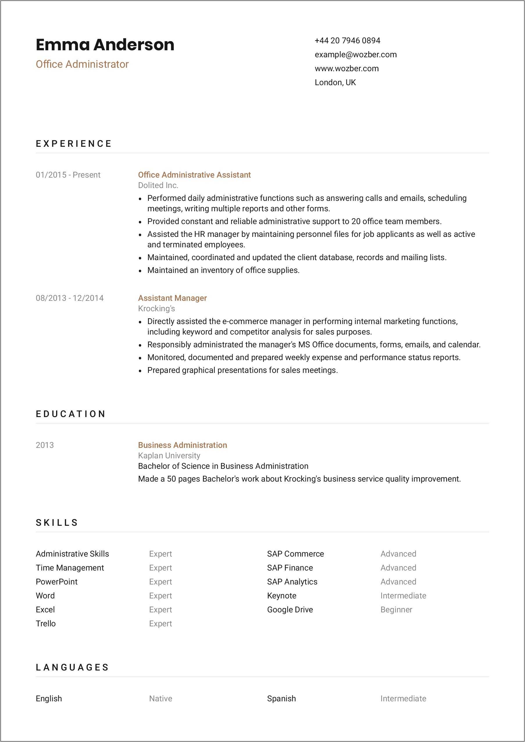 Resume Skills For An Office Job - Resume Example Gallery