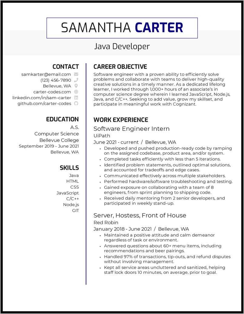 Resume Summary For 1 Year Experience - Resume Example Gallery