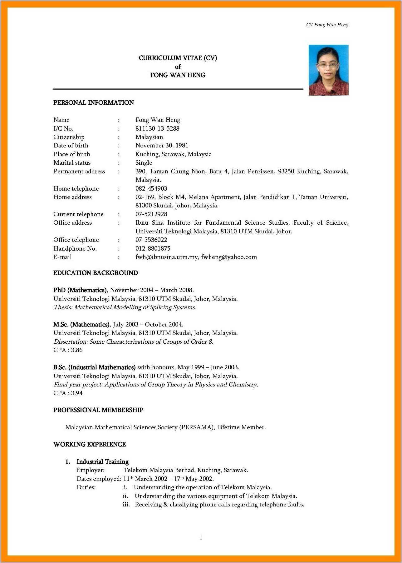 Resume Template For Ms In Cs Free Download - Resume Example Gallery