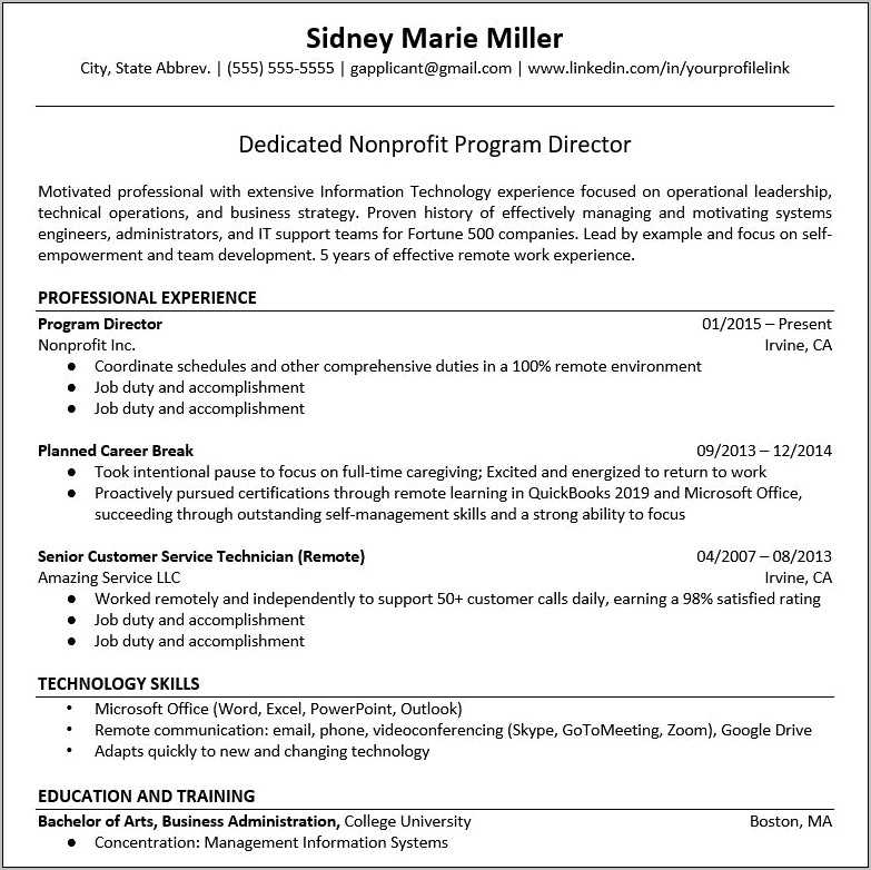 Resume Template For Spotty Work History - Resume Example Gallery