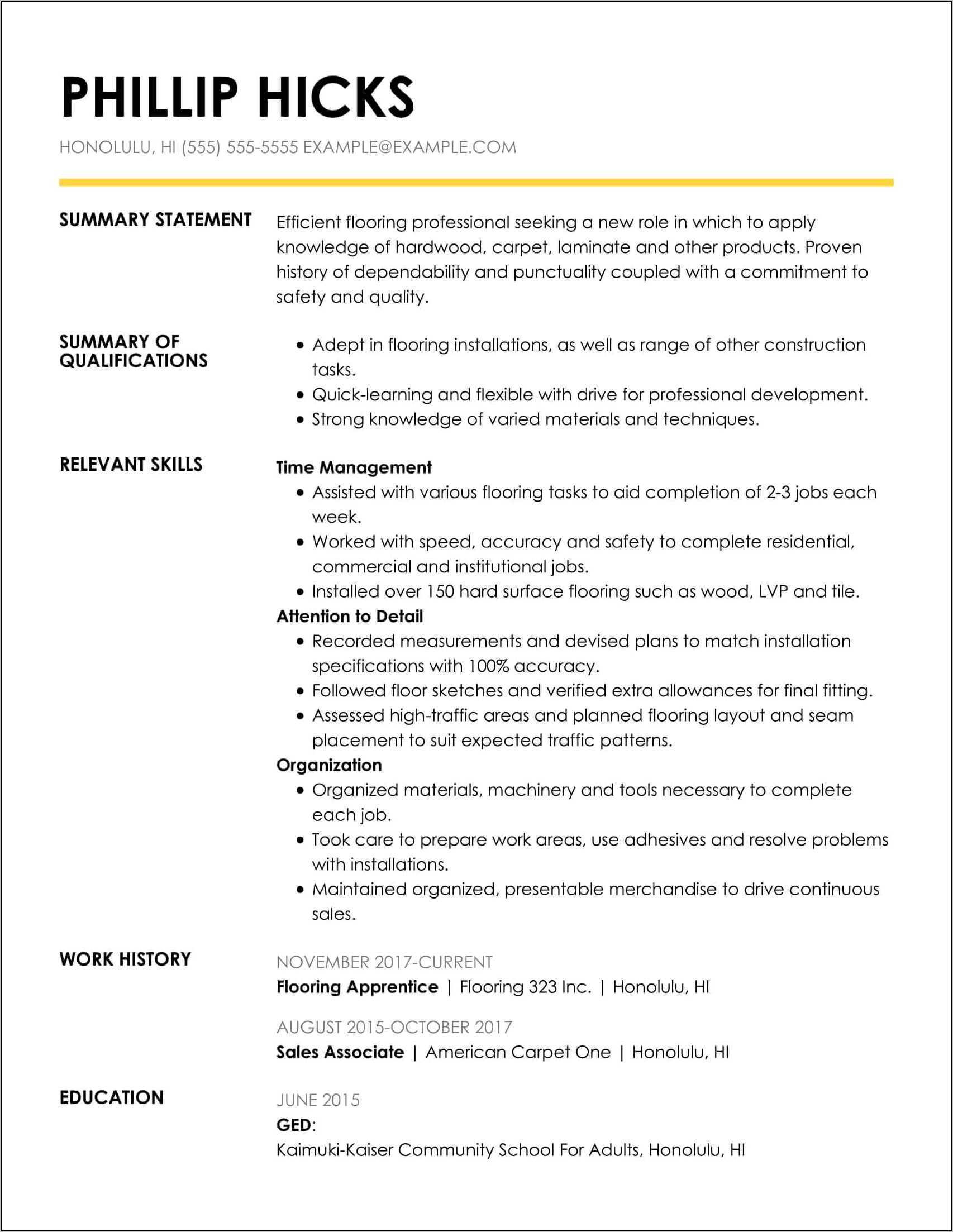 Resume With No Diploma Or Ged Example - Resume Example Gallery