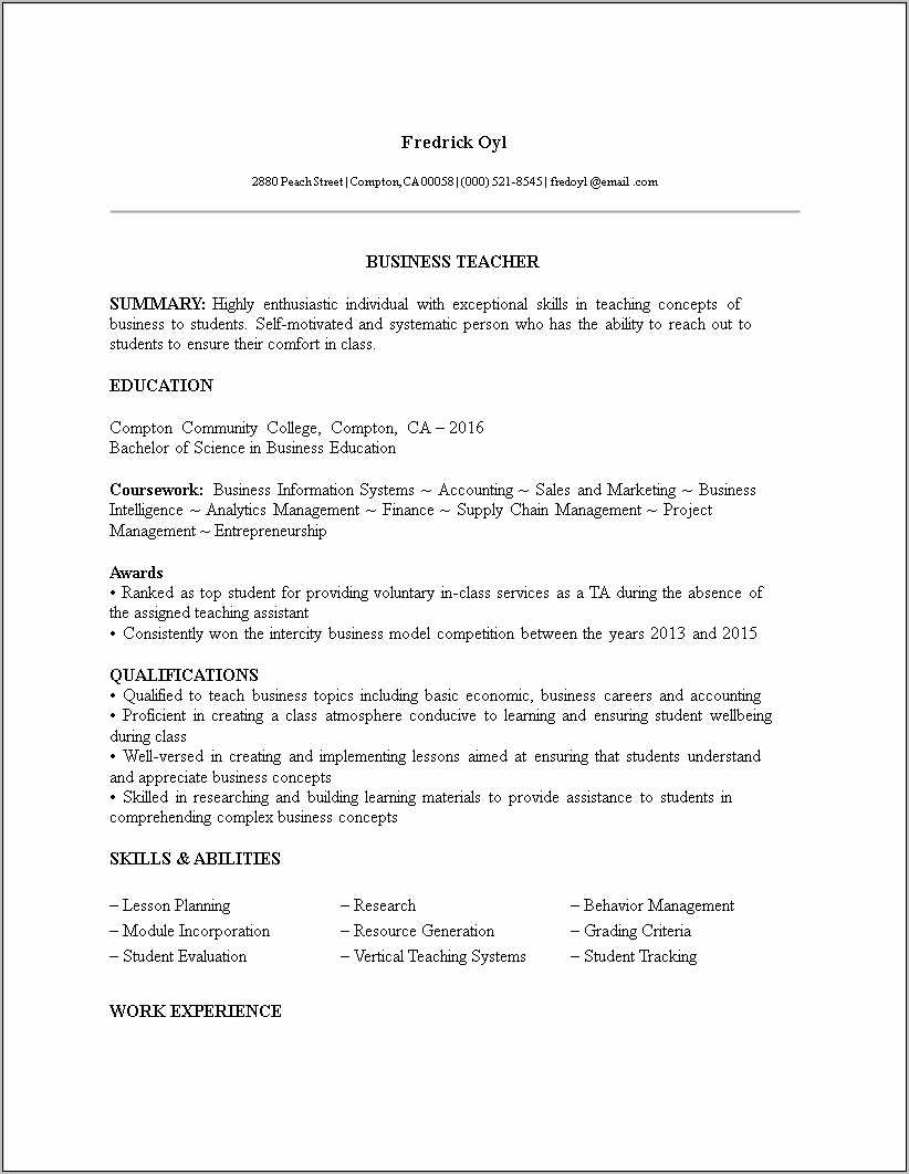 Resume With No Experience Or Awards - Resume Example Gallery