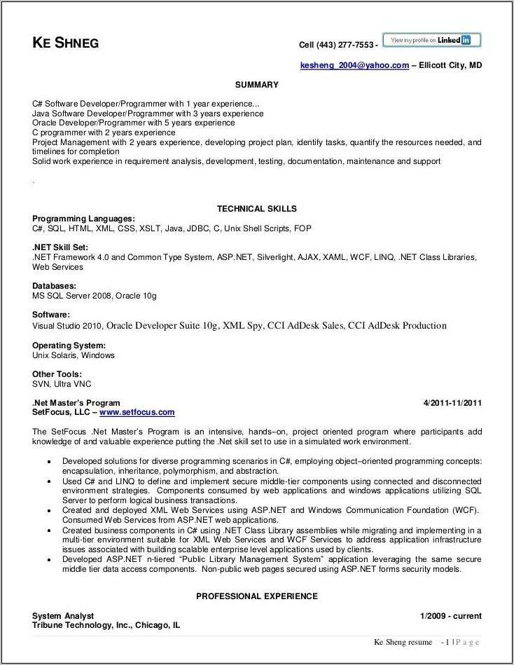 Sample 3 Years Experience Resume For Java - Resume Example Gallery