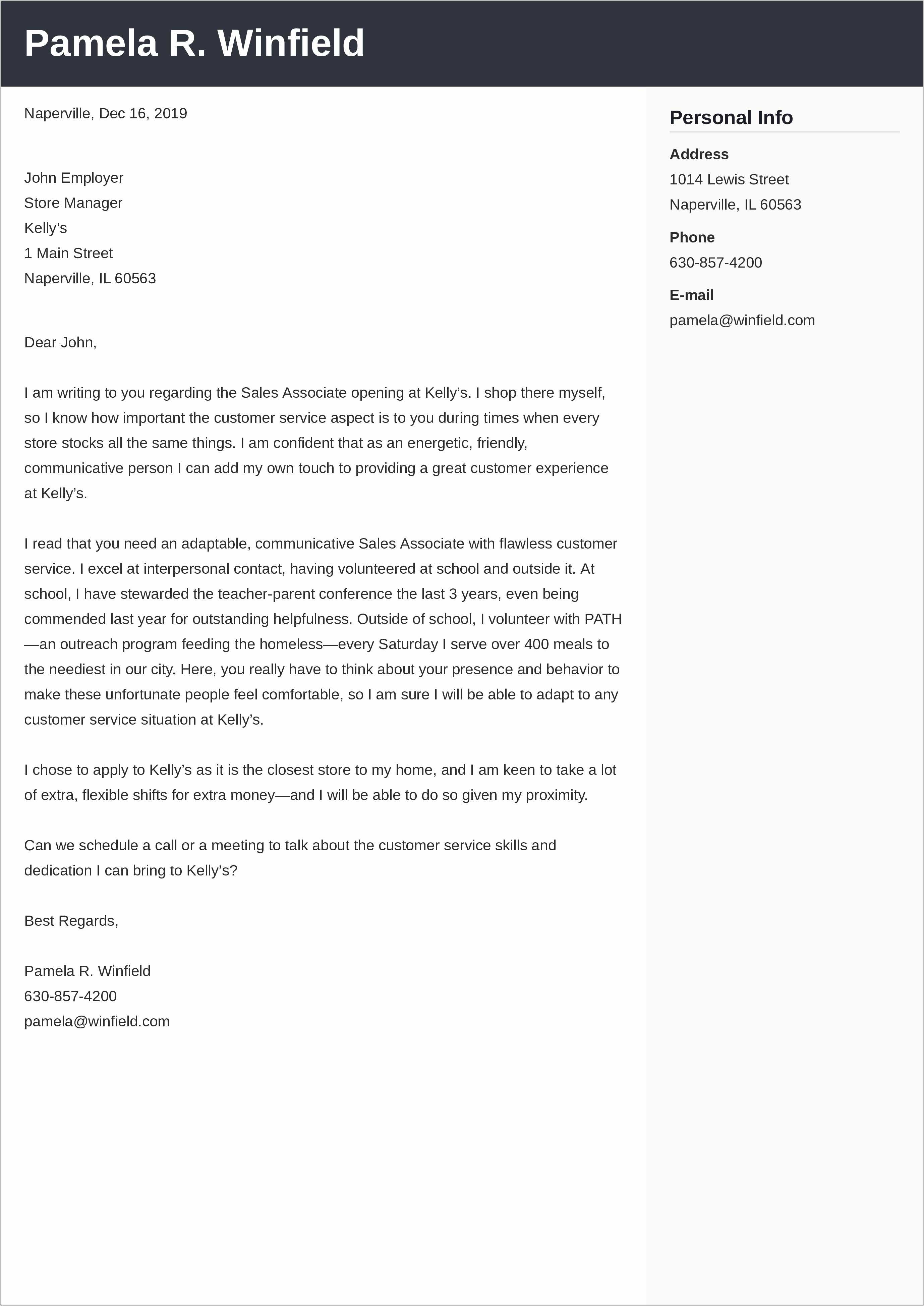 Sample Cover Letter For Resume Retail Sales - Resume Example Gallery