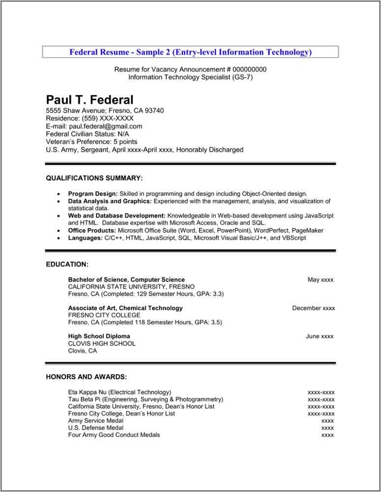 Sample Entry Level Computer Science Resume - Resume Example Gallery