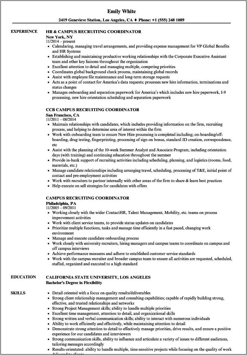 Sample Objectives For A Recruiting Coordinator Resume - Resume Example ...