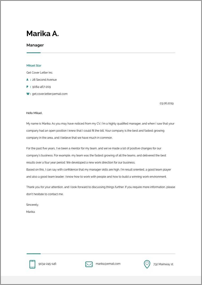 Sample Property Manager Resume Cover Letter - Resume Example Gallery