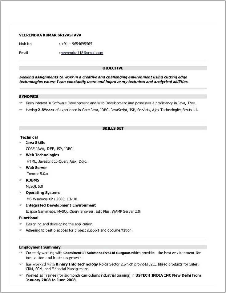 sample resume for 5 years experience