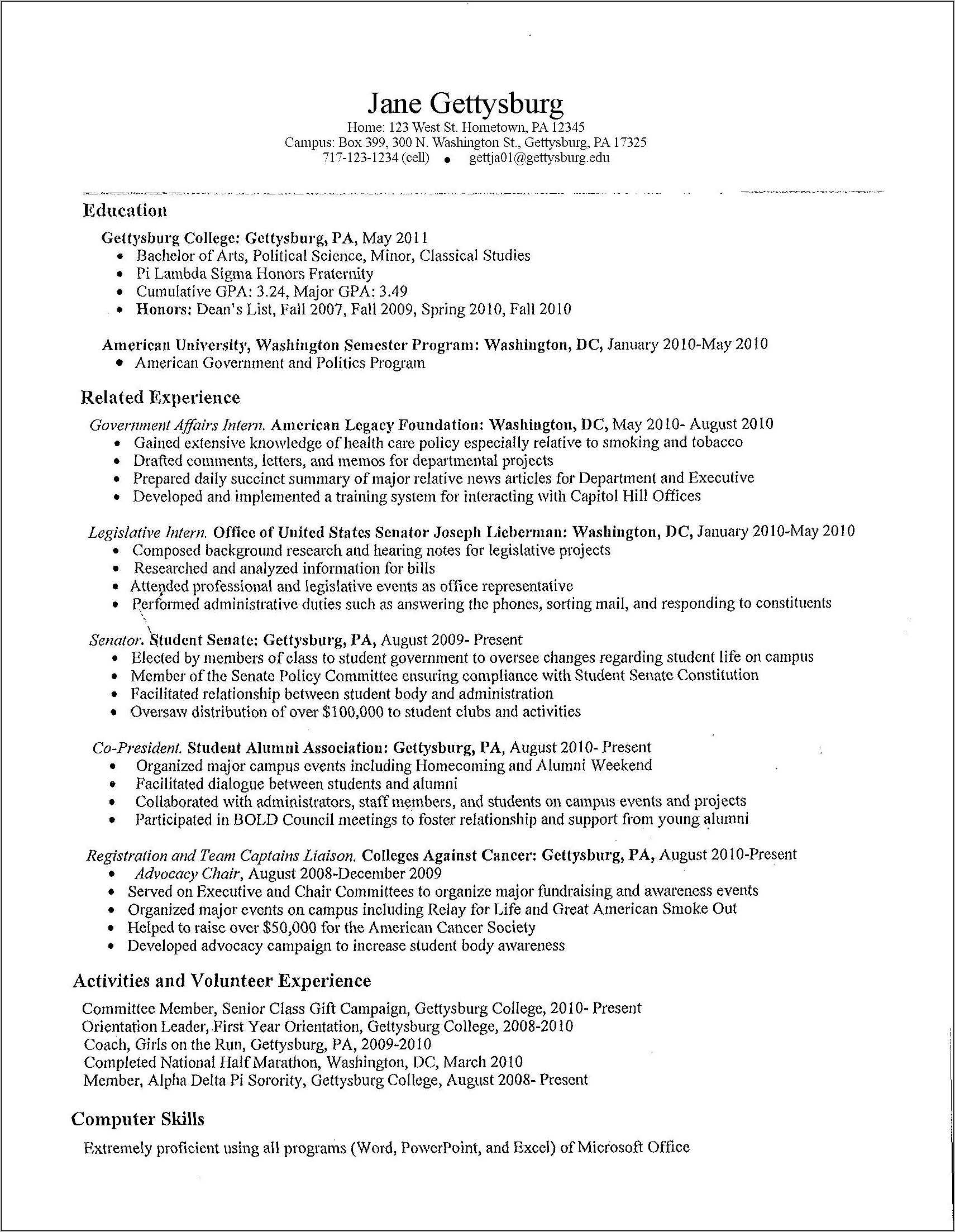 Sample Resume First Year College Student - Resume Example Gallery