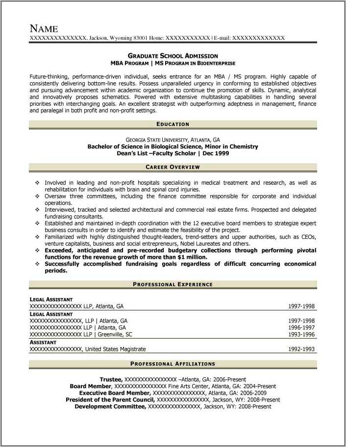 Sample Resume For Applying To Mba School - Resume Example Gallery