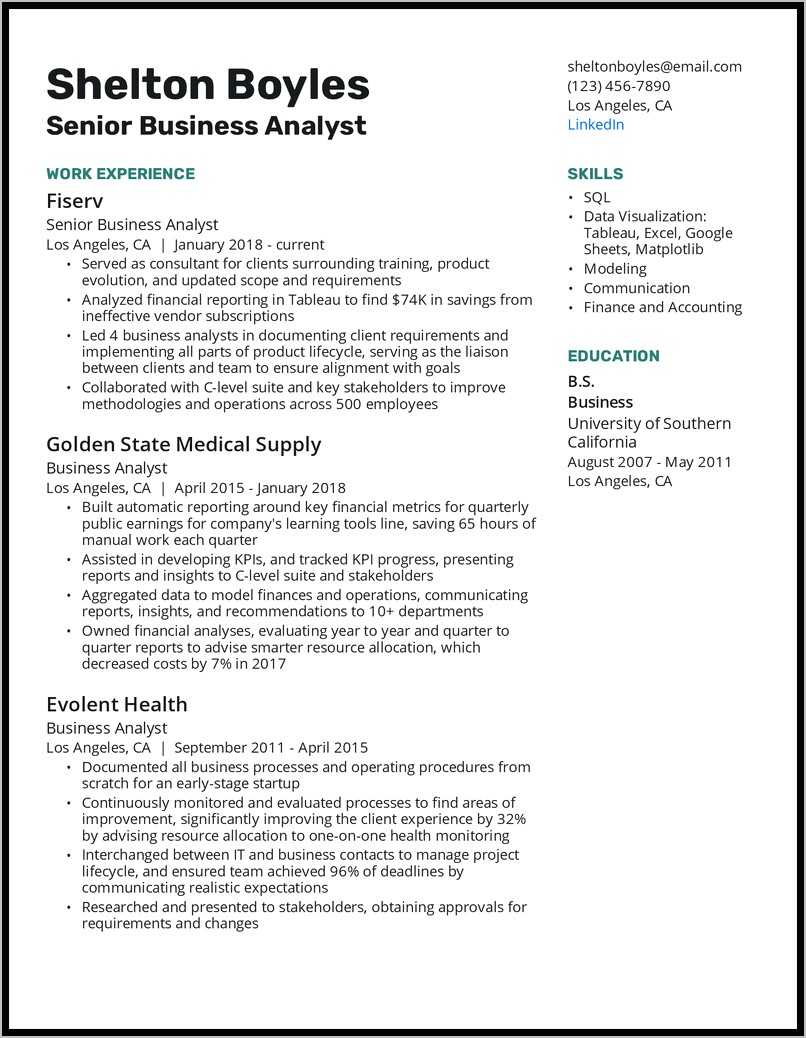 sample resume business intelligence developer