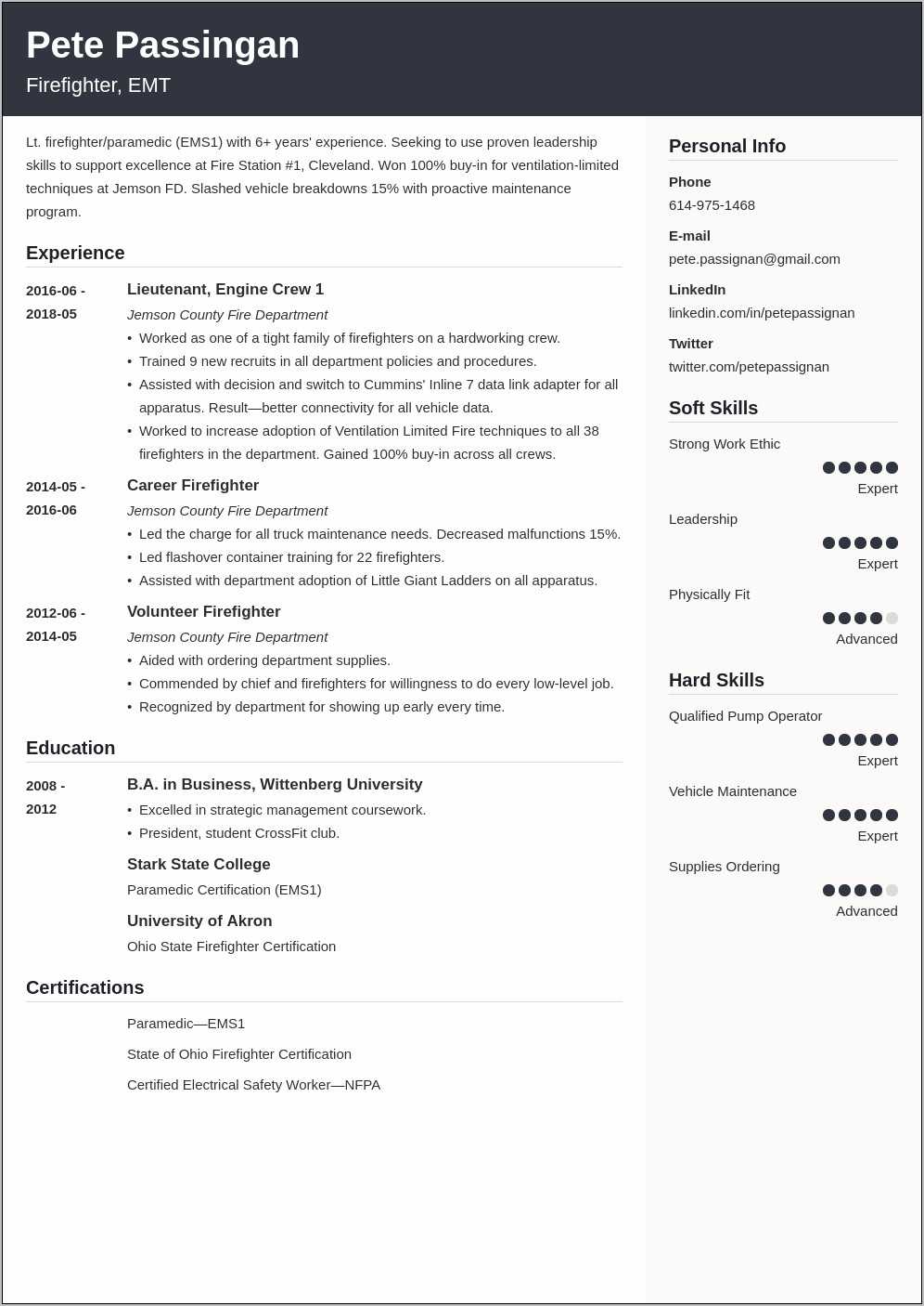 Sample Resume For Fire And Safety Officer Fresher - Resume Example Gallery