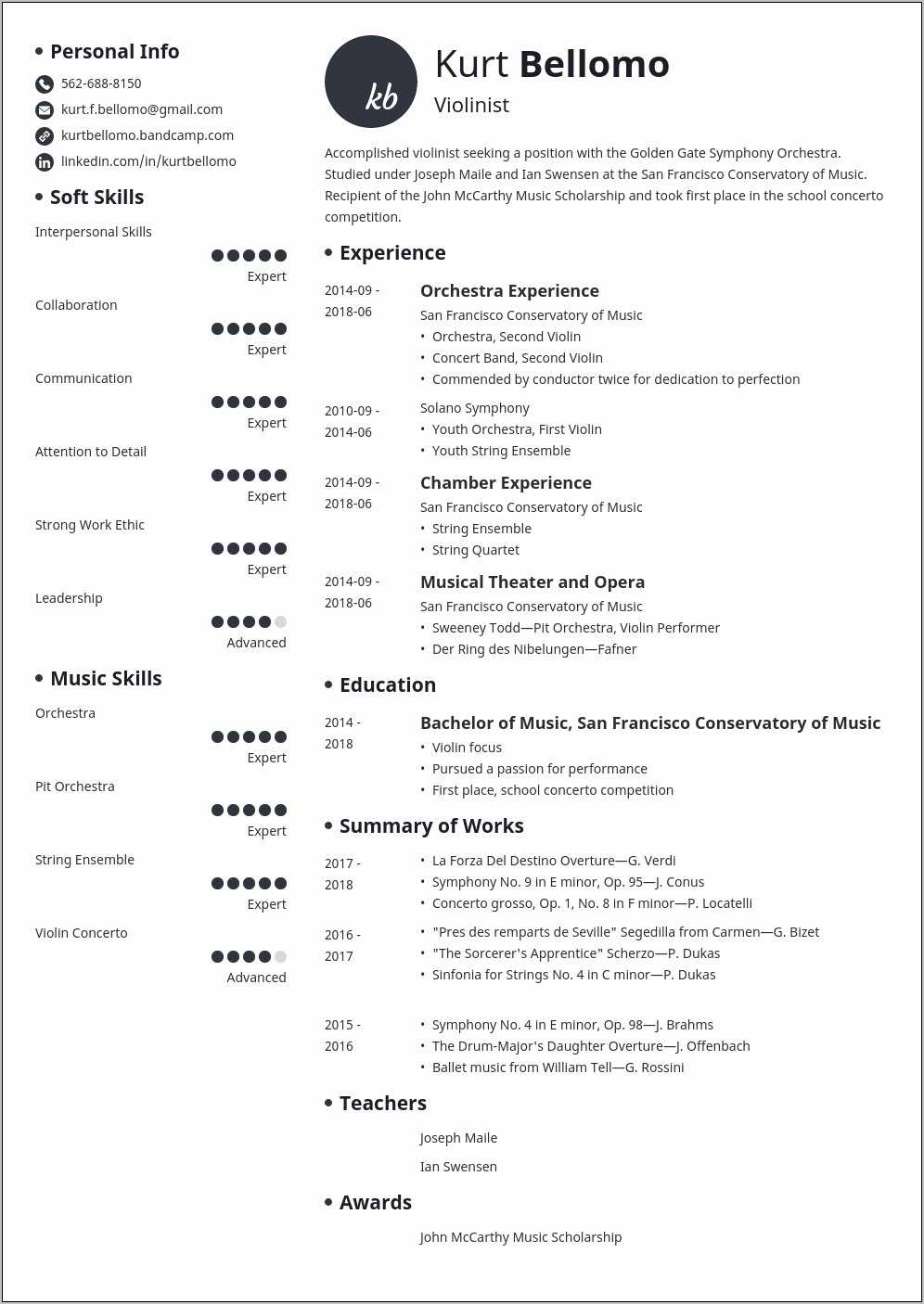 Sample Resume For Music Festival Entertainer - Resume Example Gallery