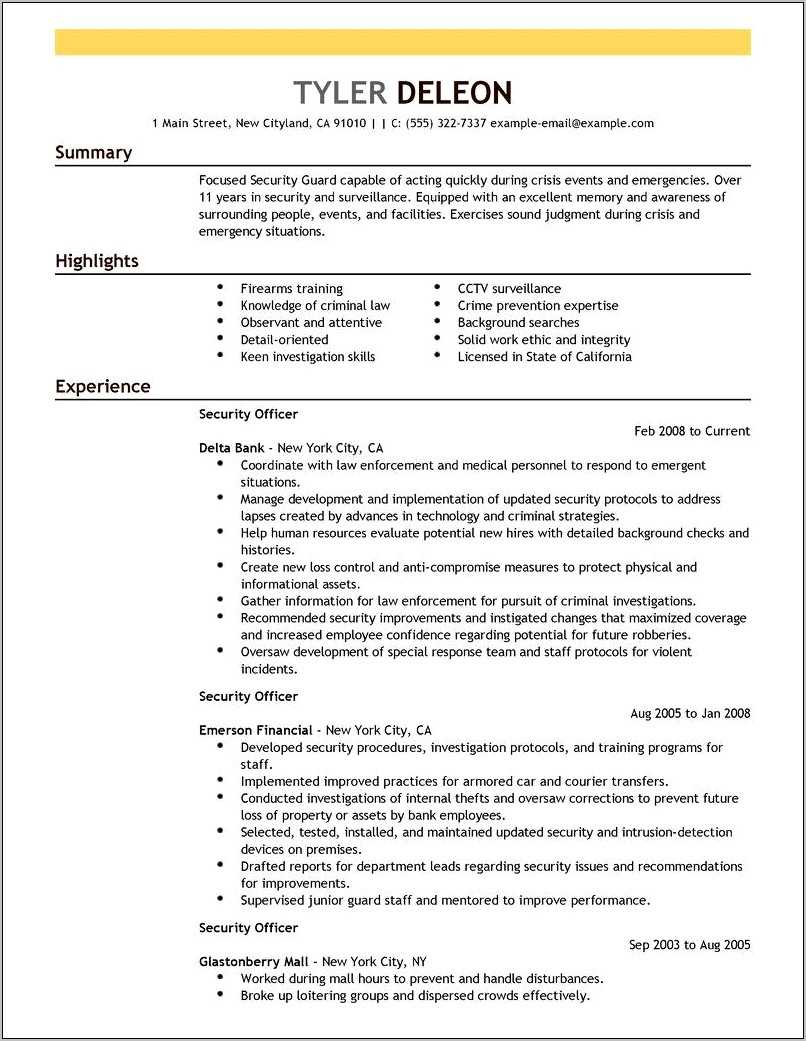 Sample Resume For Retired Police Officer - Resume Example Gallery