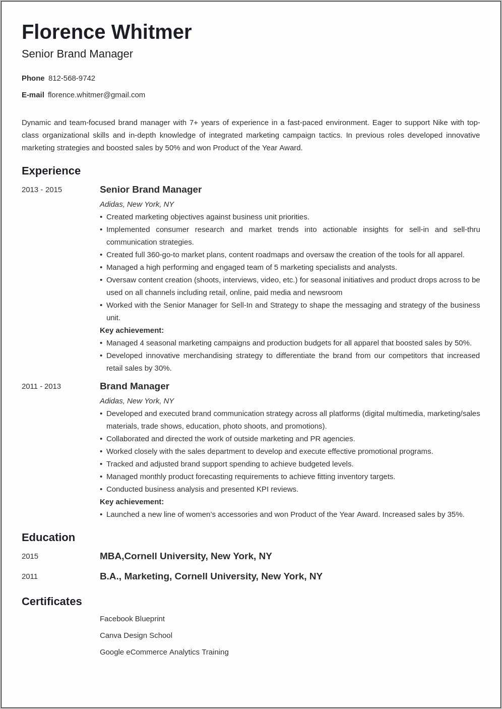 Sample Resume For Sports Management Objective - Resume Example Gallery