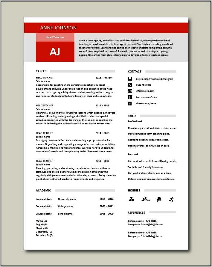 Sample Resume Job Summary For A School Principal - Resume Example Gallery