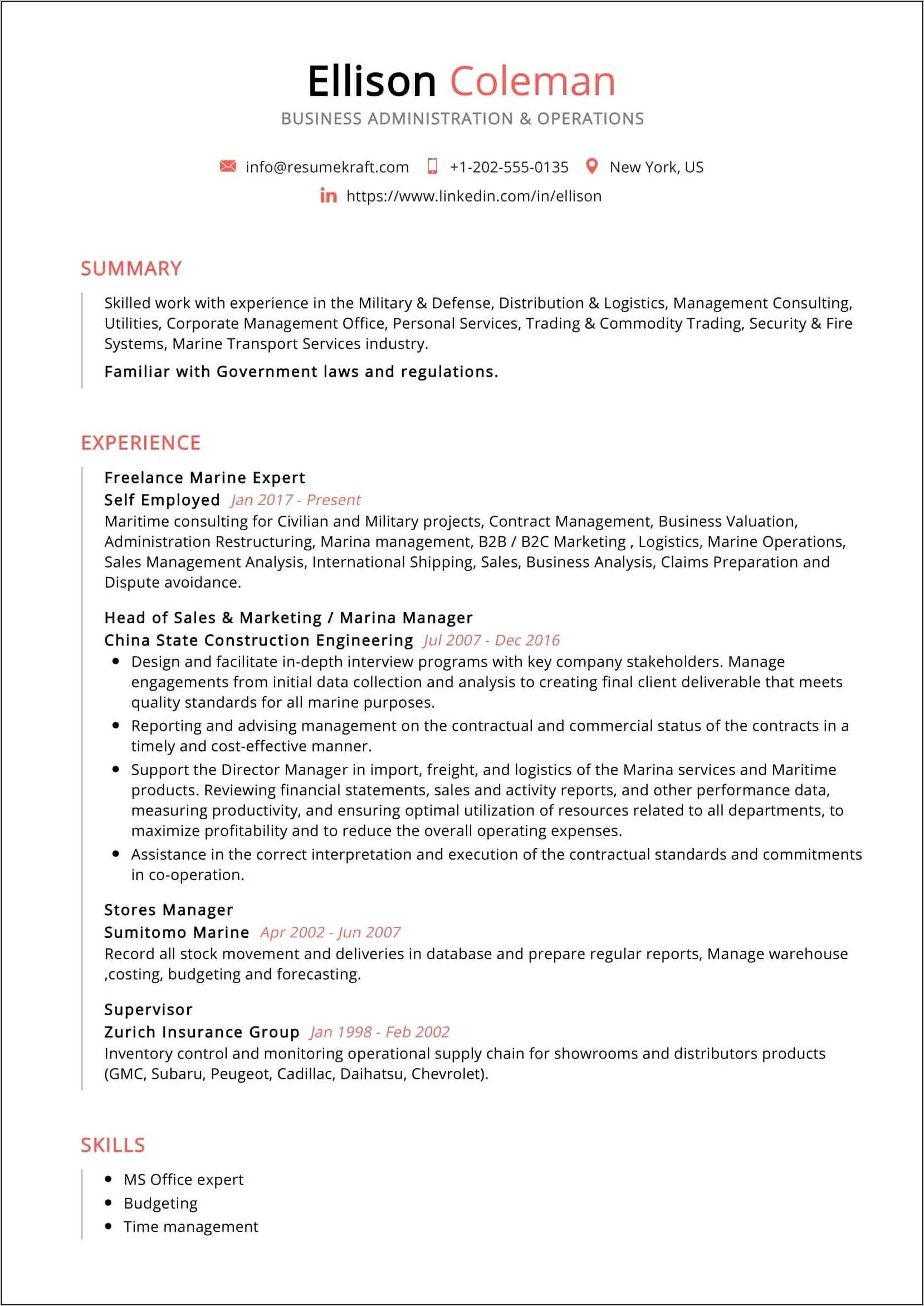 Sample Resume Of A Civilian For Government Job - Resume Example Gallery