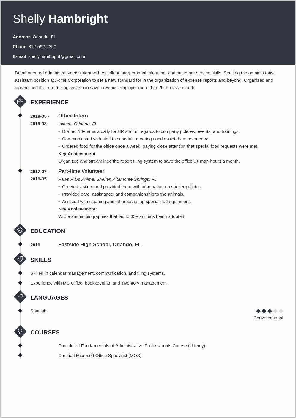 Sample Resumes For Entry Level Secretsry Position - Resume Example Gallery