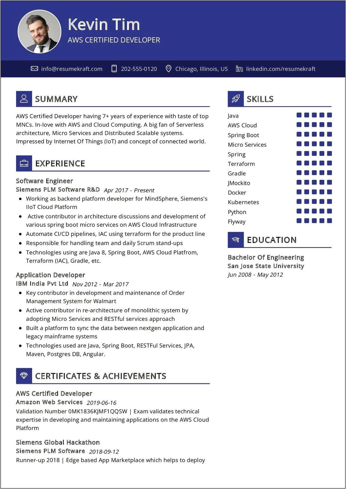 Sample Resumes Showing Experience In Spring Boot - Resume Example Gallery