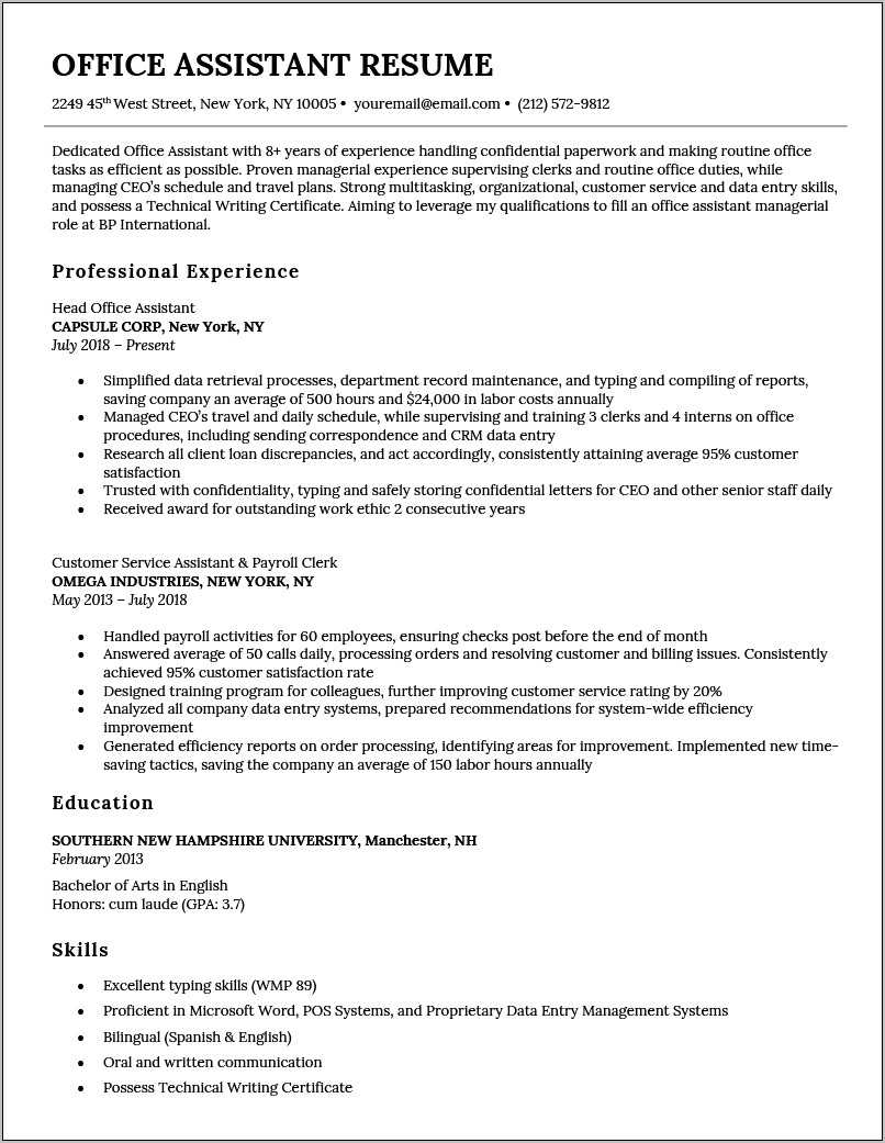 School Clerk Resume In New York - Resume Example Gallery