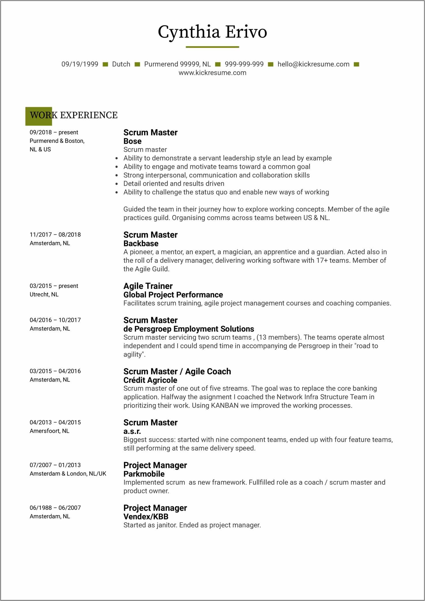 resume experience chronological order or relevance