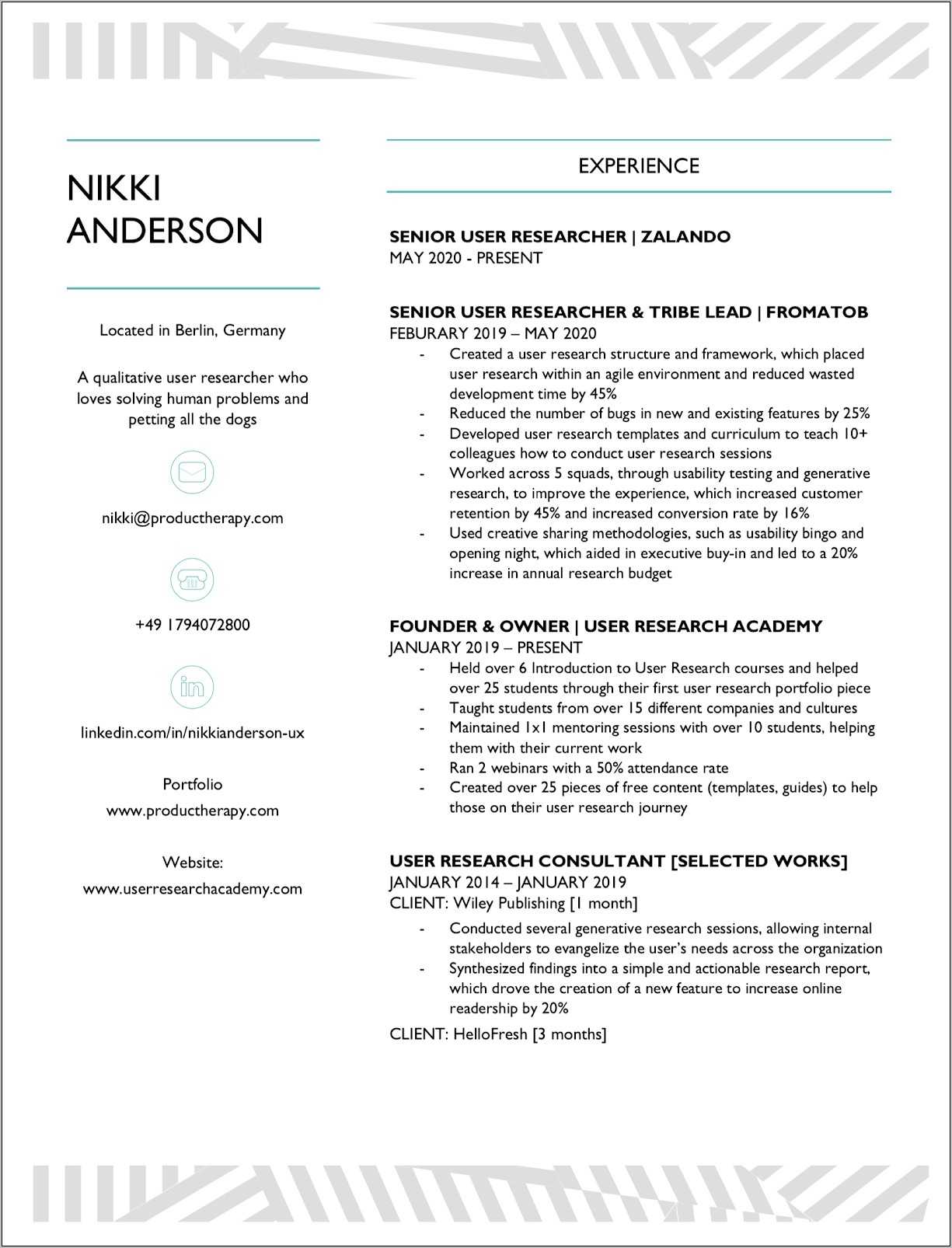 Senior User Experience Designer Resume Sample - Resume Example Gallery