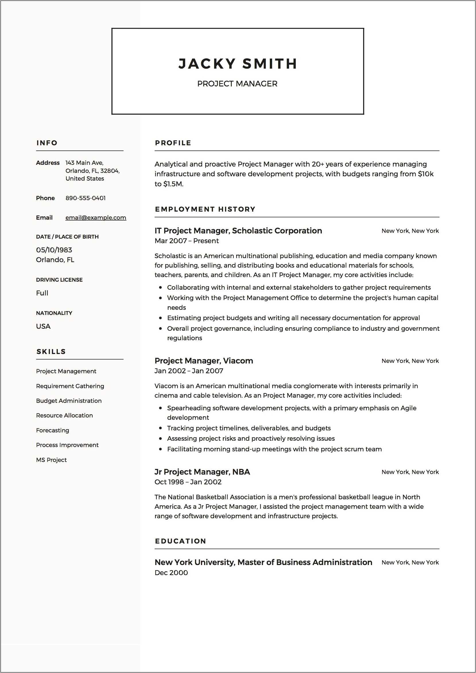 Should You Put 20 Years Experience Resume - Resume Example Gallery