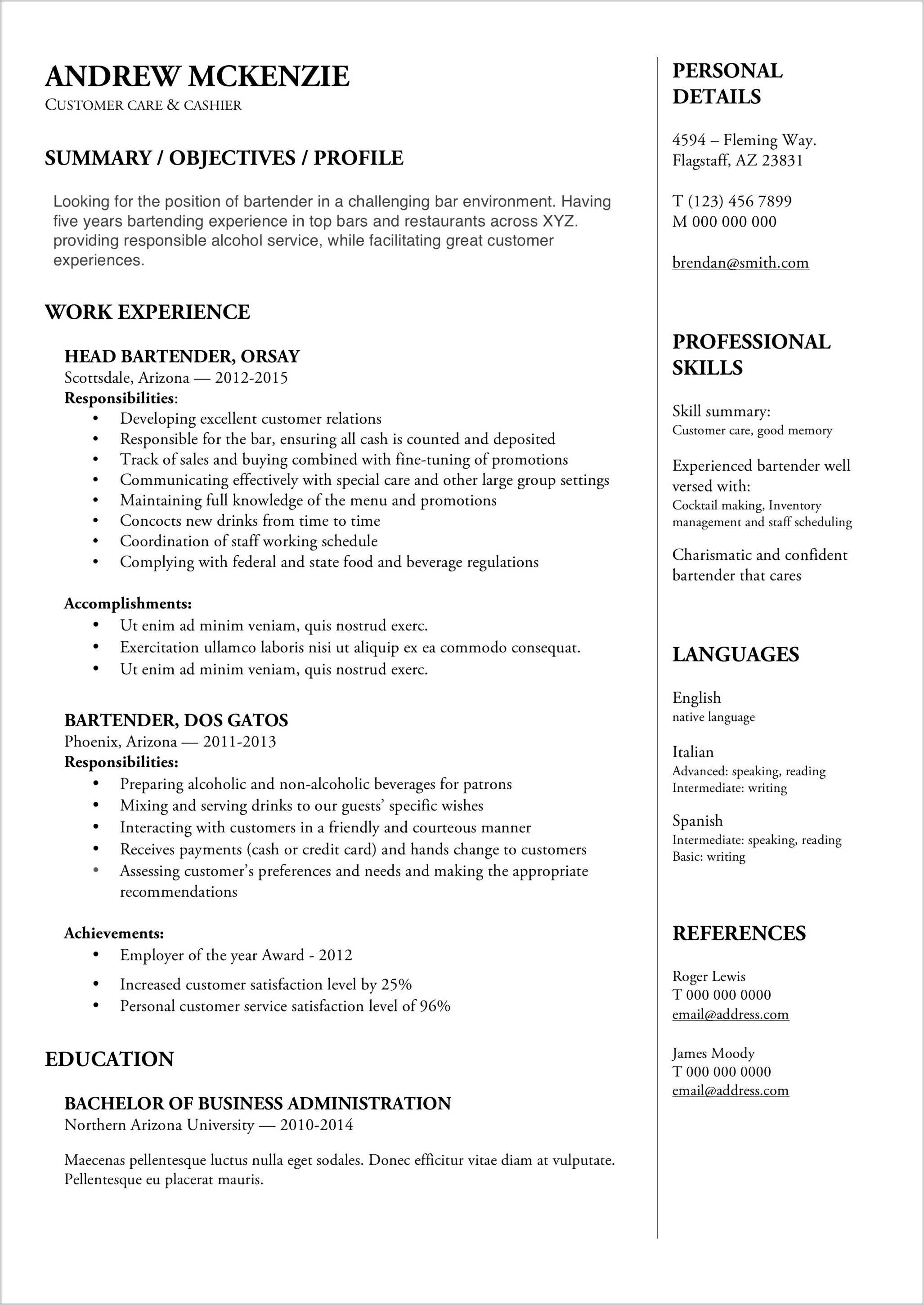 Should You Put Tabc Certification On Resume Resume Example Gallery